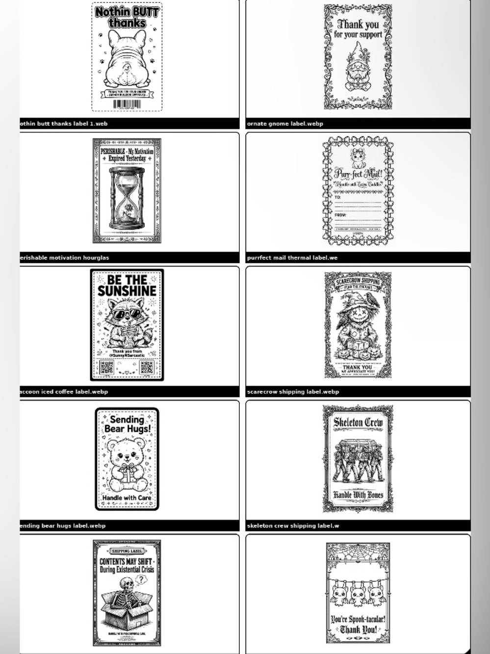DunDat362’s Design Cute Shipping Labels - Black & White (50) 4x6 stickers - Picture 11 of 17